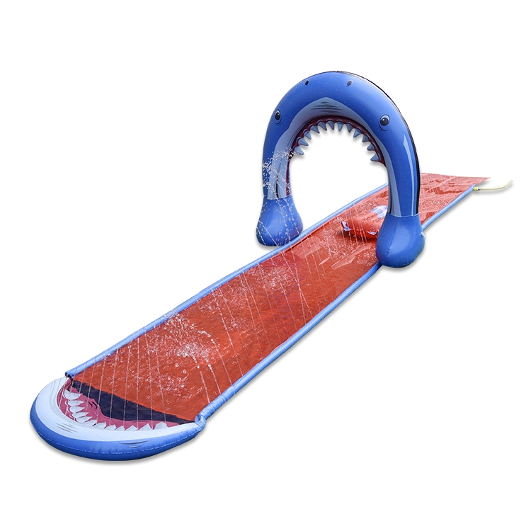 充气玩具鲨鱼拱门单人滑水道